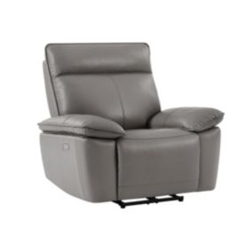 Fauteuil relax électrique en cuir de vachette gris NOVENA