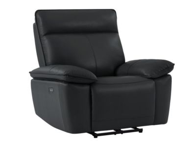 Fauteuil relax électrique en cuir de vachette noir NOVENA