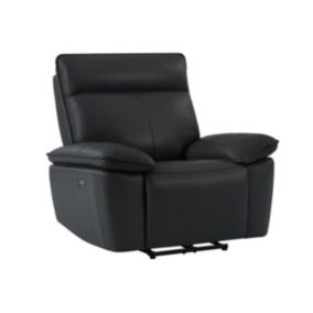 Fauteuil relax électrique en cuir de vachette noir NOVENA