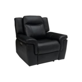 Fauteuil relax électrique en cuir KENNETH - Noir