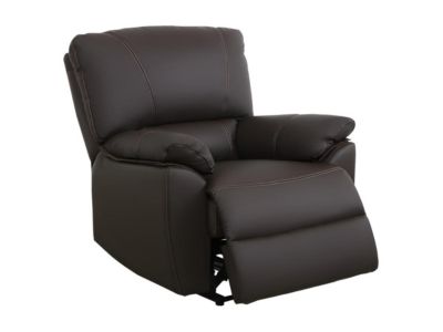 Fauteuil relax électrique en cuir MARCIS - Marron