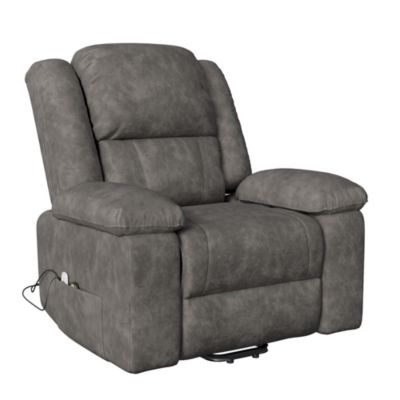 Fauteuil relax électrique en inclinable en Tissu avec aide à la relève et fonction inclinable, Gris