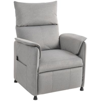 Fauteuil relax électrique inclinable repose-pieds rétractable télécommande velours gris