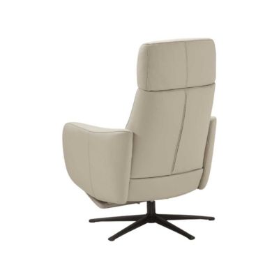 Fauteuil relax électrique pivotant avec têtière manuelle tout cuir gris clair - REANE