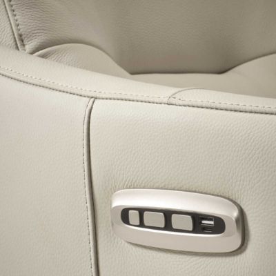 Fauteuil relax électrique pivotant avec têtière manuelle tout cuir gris clair - REANE