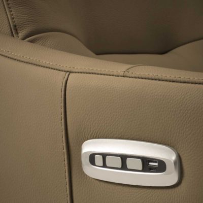 Fauteuil relax électrique pivotant avec têtière manuelle tout cuir marron clair - REANE
