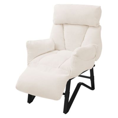 Fauteuil relax ML-Design beige en lin structure acier rembourré dossier et repose-pied réglables