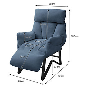 ML-Design Fauteuil Relax Beige en Lin, Structure d'Acier, Dossier ML-Design Fauteuil Relax Beige en Lin, Structure d'Acier, Dossier