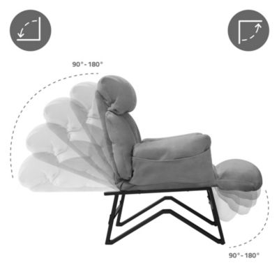 Fauteuil De Relaxation Anthracite Avec Accoudoirs - Rembourrage Coton PP, Structure Acier, Poche Latérale, Jusqu'à 120 Kg - 3