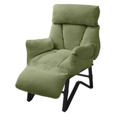 Fauteuil relax ML-Design vert en lin structure d'acier rembourré dossier et repose-pied réglables