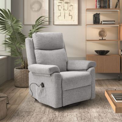 Fauteuil relax releveur électrique tissu gris clair - MACIANA