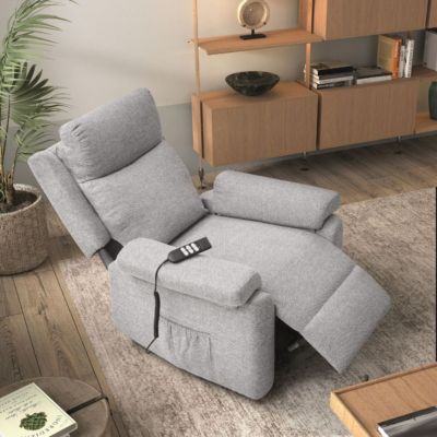 Fauteuil relax releveur électrique tissu gris clair - MACIANA