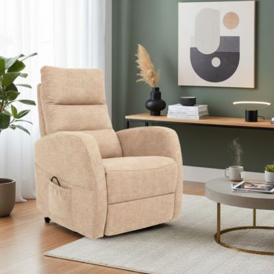Fauteuil relax releveur tissu polyester beige orangé chiné - NYMPHAEA