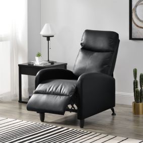 Fauteuil Relaxant Bregenz Inclinable et Repose-Pieds Similicuir Noir en.casa