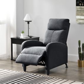 Fauteuil Relaxant Bregenz Inclinable et Repose-Pieds Textile Gris foncé en.casa
