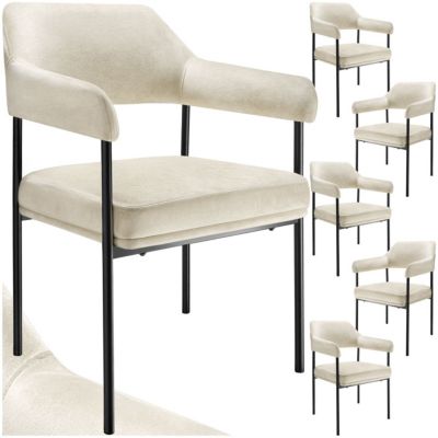 Fauteuil rembourré Aspect velours blanc cassé