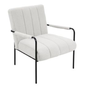 Fauteuil Rembourré Blanc Moderne Salon Tissu Peluche Coton Cocooning