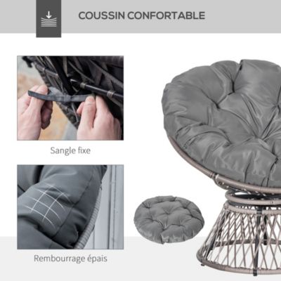 Fauteuil rond de jardin fauteuil papasan pivotant grand confort dia.97 ...