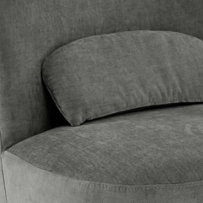 Fauteuil rond pivotant en tissu gris anthracite et un coussin - DAMIEN