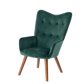 Fauteuil scandinave capitonné en velours vert