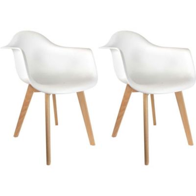 Fauteuil scandinave en polypropylène (Lot de 2) Blanc