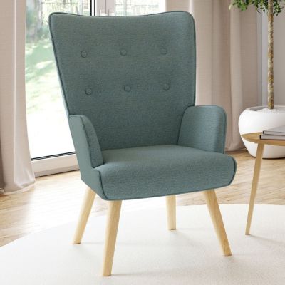 Fauteuil scandinave IVAR en tissu vert eucalyptus