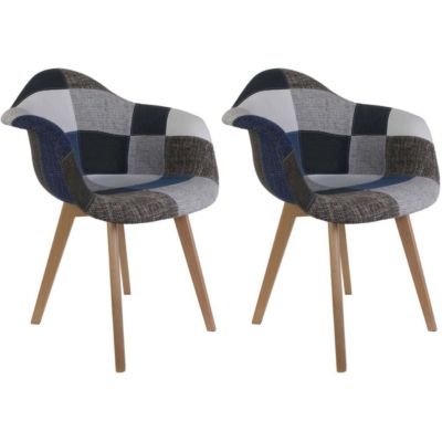 Fauteuil scandinave Patchwork (Lot de 2) Bleu