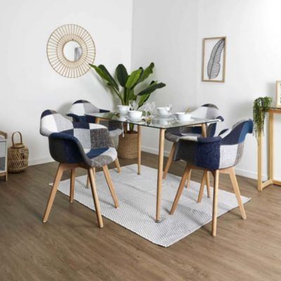 Fauteuil scandinave Patchwork (Lot de 2) Bleu