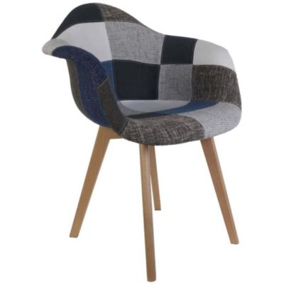 Fauteuil scandinave Patchwork (Lot de 2) Bleu