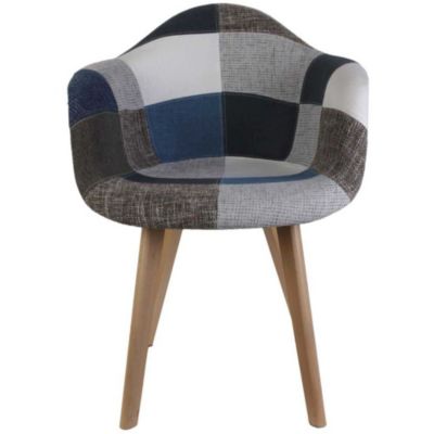 Fauteuil scandinave Patchwork (Lot de 2) Bleu