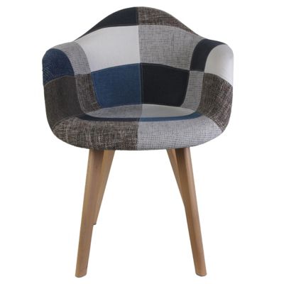 Fauteuil scandinave Patchwork (Lot de 2) Bleu