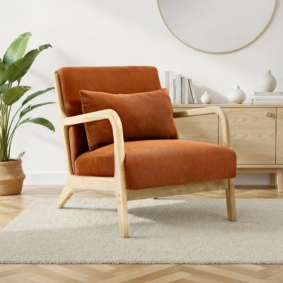 Fauteuil scandinave vintage MARIE velours côtelé terracotta