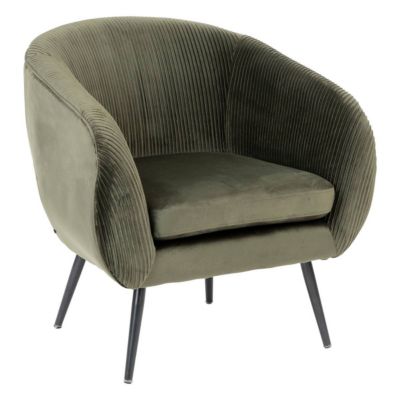 Fauteuil Solaro velours vert kaki - Atmosphera