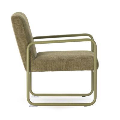 Fauteuil structure métallique forme luge assise tissu maille douce vert - CIVEN