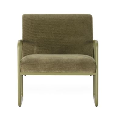 Fauteuil structure métallique forme luge assise tissu maille douce vert - CIVEN