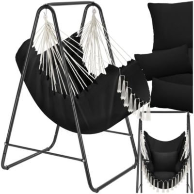 Fauteuil suspendu 3 coussins extra épais noir