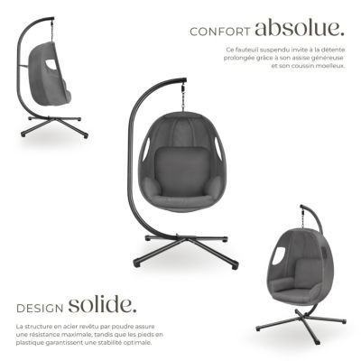 Fauteuil suspendu avec Support et Coussin charge maximale 160kg