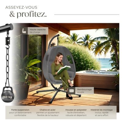 Fauteuil suspendu avec Support et Coussin charge maximale 160kg