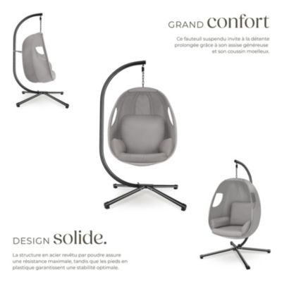 Fauteuil Suspendu Avec Armature - Support Jusqu'à 160kg - Design Contemporain - Pour Intérieur Et Extérieur