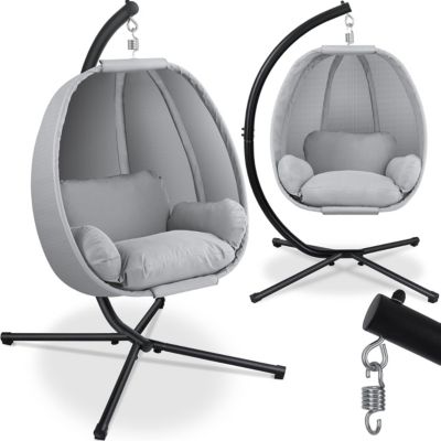 Fauteuil Suspendu de Luxe avec Coussins Moelleux Balançoire de Jardin Hamac Chaise Interieur Exterieur