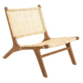 Fauteuil teck et cannage rotin (80 cm - Naturel)