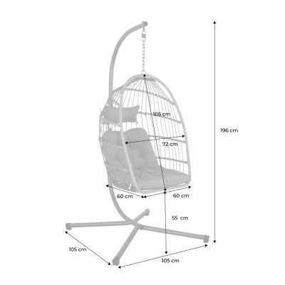 Support Fauteuil Suspendu Jusqu'à 150kg : Support Pour Fauteuil Suspendu - 210cm Cadre Chaise Support Pour Hamac Exterieur