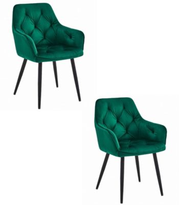 Fauteuil VALORA LUKK - Élégant velours vert foncé pour salon x 2