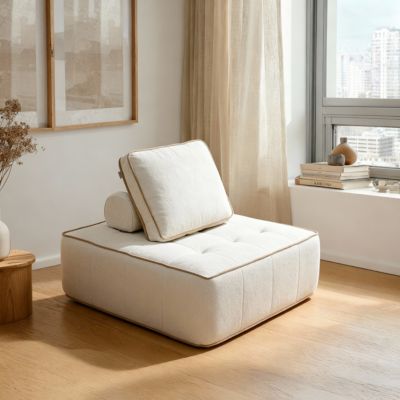 Fauteuil Zen 1 place - blanc et sable
