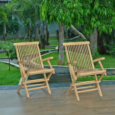Fauteuils de jardin pliants en teck massif Java (lot de 2)