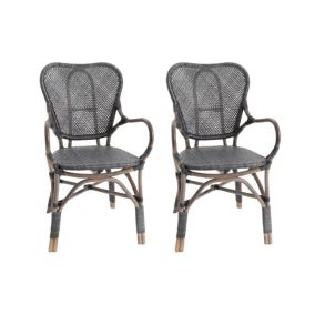 Fauteuils de salle à manger bistrot en rotin (lot de 2) - NICE