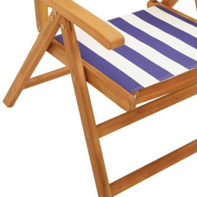 Fauteuils pliants inclinables, 8 pièces, tissu bleu et blanc et bois massif vidaXL