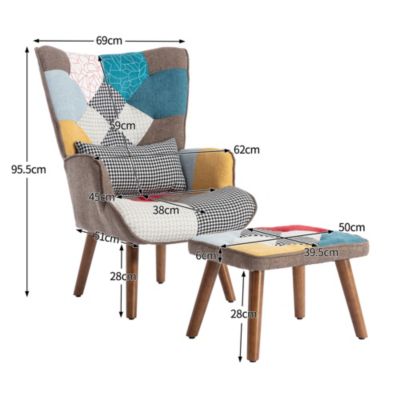 Fauteuils Relax Poufs en Mousse, Banc à Chaussures, Coussin de Dossier Confortable, Pieds Bois Massif Métal  - Multicolore