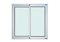Fenêtre alu 2 vantaux coulissant GoodHome blanc - l.120 x h.100 cm