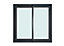 Fenêtre alu 2 vantaux coulissant GoodHome gris - l.140 x h.135 cm